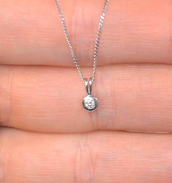 Lab Diamond Solitaire Pendant Necklace 0.05CT in 9K White Gold